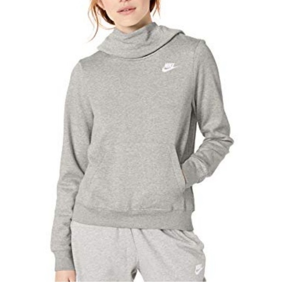 Nike Tops - Nike Women's NSW Fleece Hoodie Varsity, Dark Grey Heather/Dark Steel Grey Small